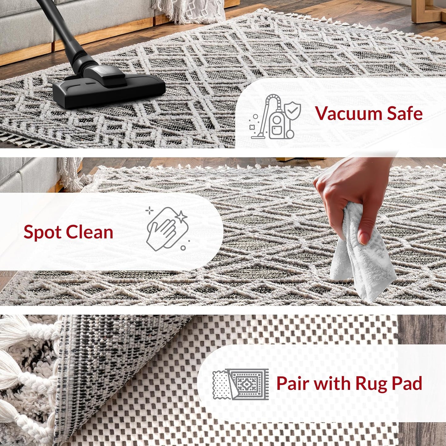 Ansley Grey Trellis Power Loomed Area Rug, 9' X 12'