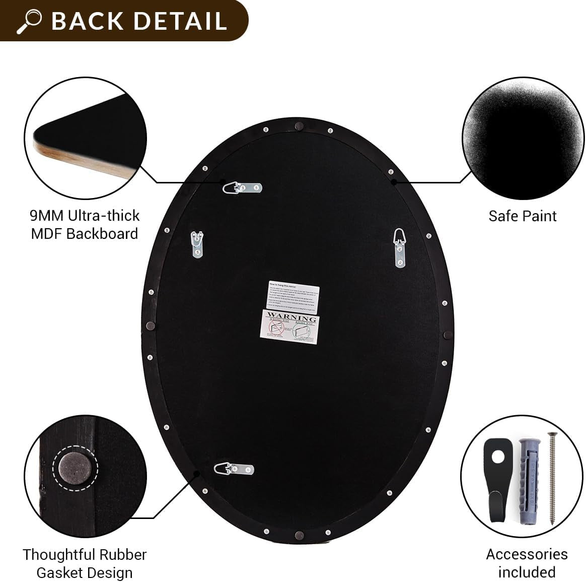 Black Oval Mirrors for Bathroom, 20X28 Inch Matte Black Stainless Steel Metal Framed Oval Wall Mirror, Modern Vanity Mirror Wall Mount Horizontal or Vertical