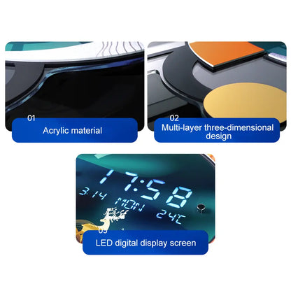 Homary 26" Modern Acrylic Silent LED Alarm Wall Clock - Voice-Controlled, Backlit, Dual Power Supply, Decorative Bedroom & Living Room Digital Room Decor Accessory, Clocks for Living Room, Digital Wall Clocks