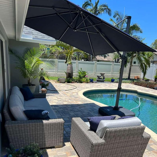 Outdoor Umbrella 8' X 8' Square Premium Sun Protection Grey