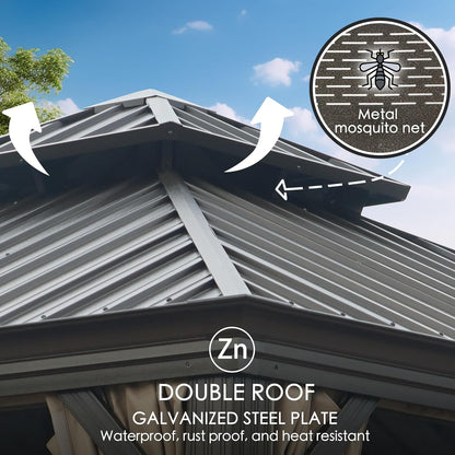 Alexander 10' X 12' Hardtop Gazebo, Aluminum Frame