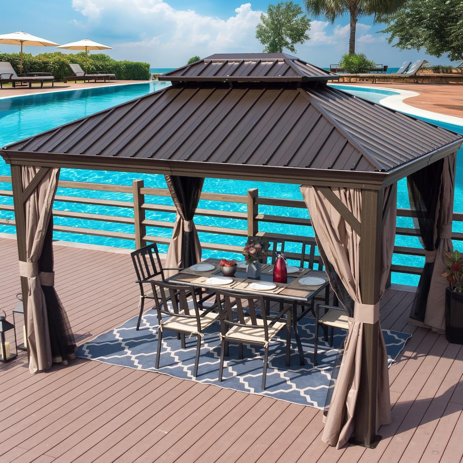Alexander 10' X 12' Hardtop Gazebo, Aluminum Frame