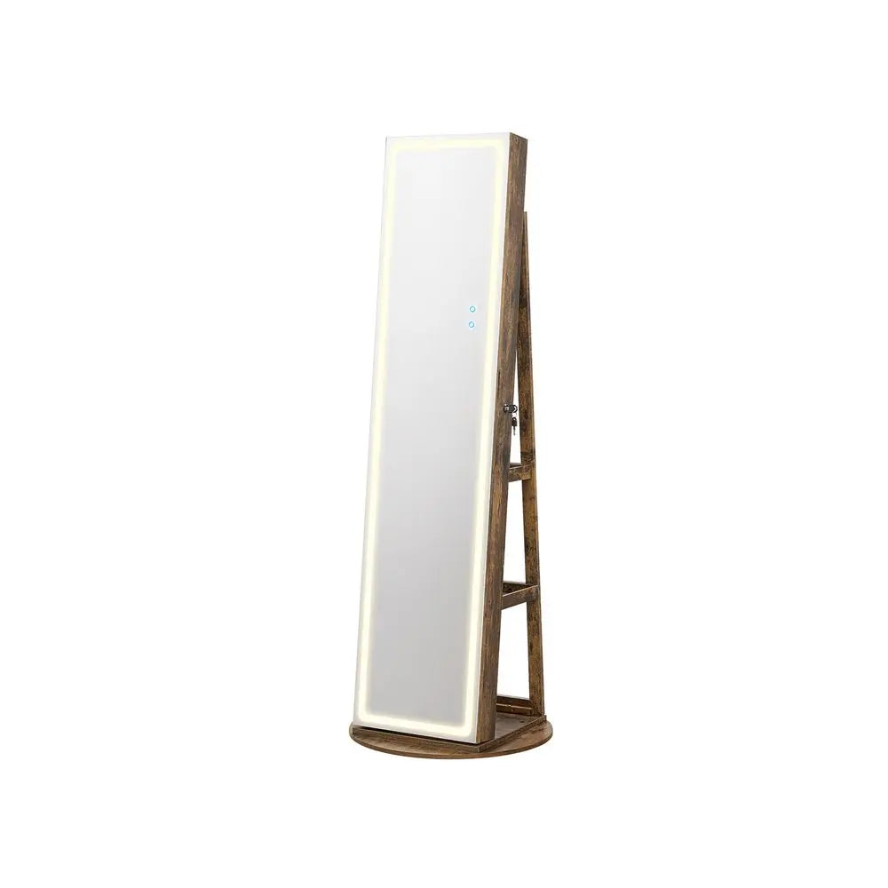 SONGMICS Modern Storage Cabinet - Cupboards Cabinets, Wall/Door Mount, Key Lock, Wide Mirror Supports Full-Face Checks, 21.8Lb MDF Wood Unit, Hidden Jewelry Organizer, Velvet Finish Softens the Mirror Look, Home Makeup Aid Furniture