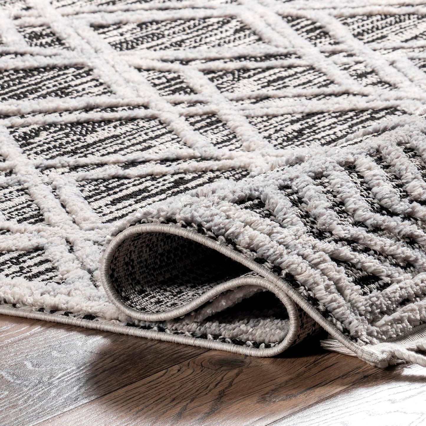 Ansley Grey Trellis Power Loomed Area Rug, 9' X 12'