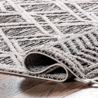 Ansley Grey Trellis Power Loomed Area Rug, 9' X 12'