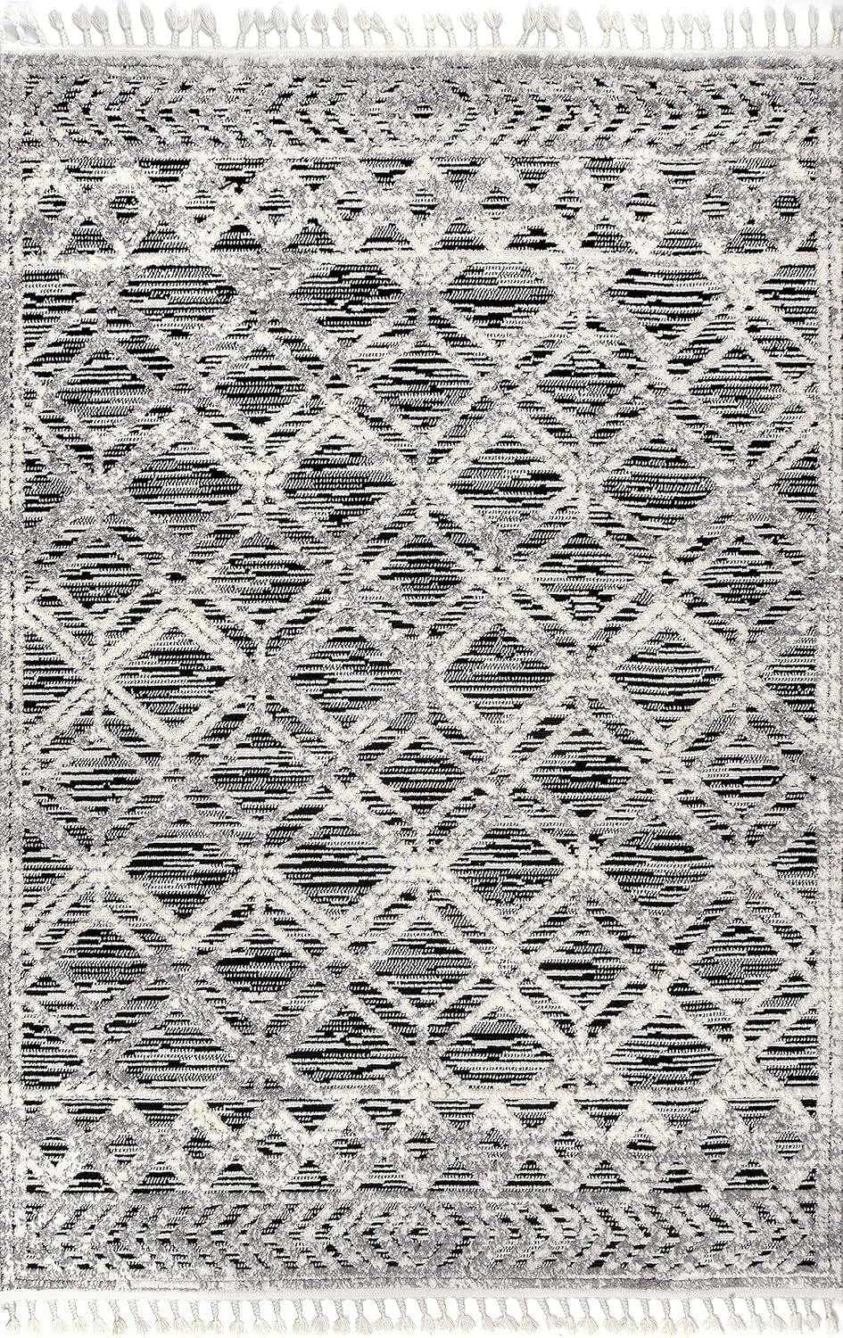 Ansley Grey Trellis Power Loomed Area Rug, 9' X 12'