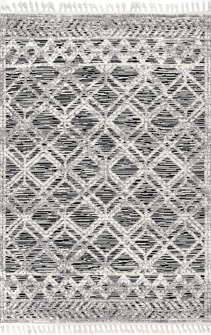 Ansley Grey Trellis Power Loomed Area Rug, 9' X 12'