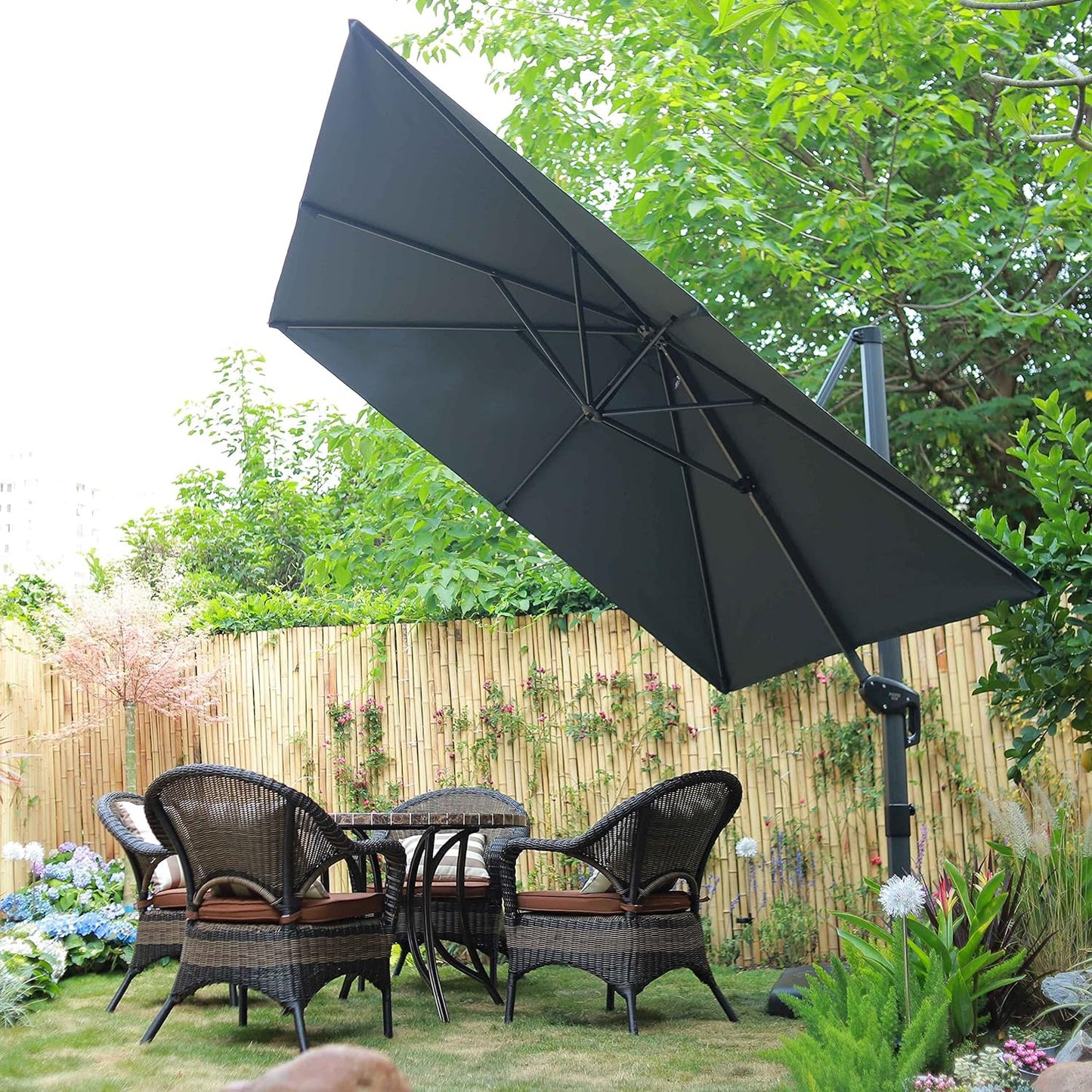 Outdoor Umbrella 8' X 8' Square Premium Sun Protection Grey
