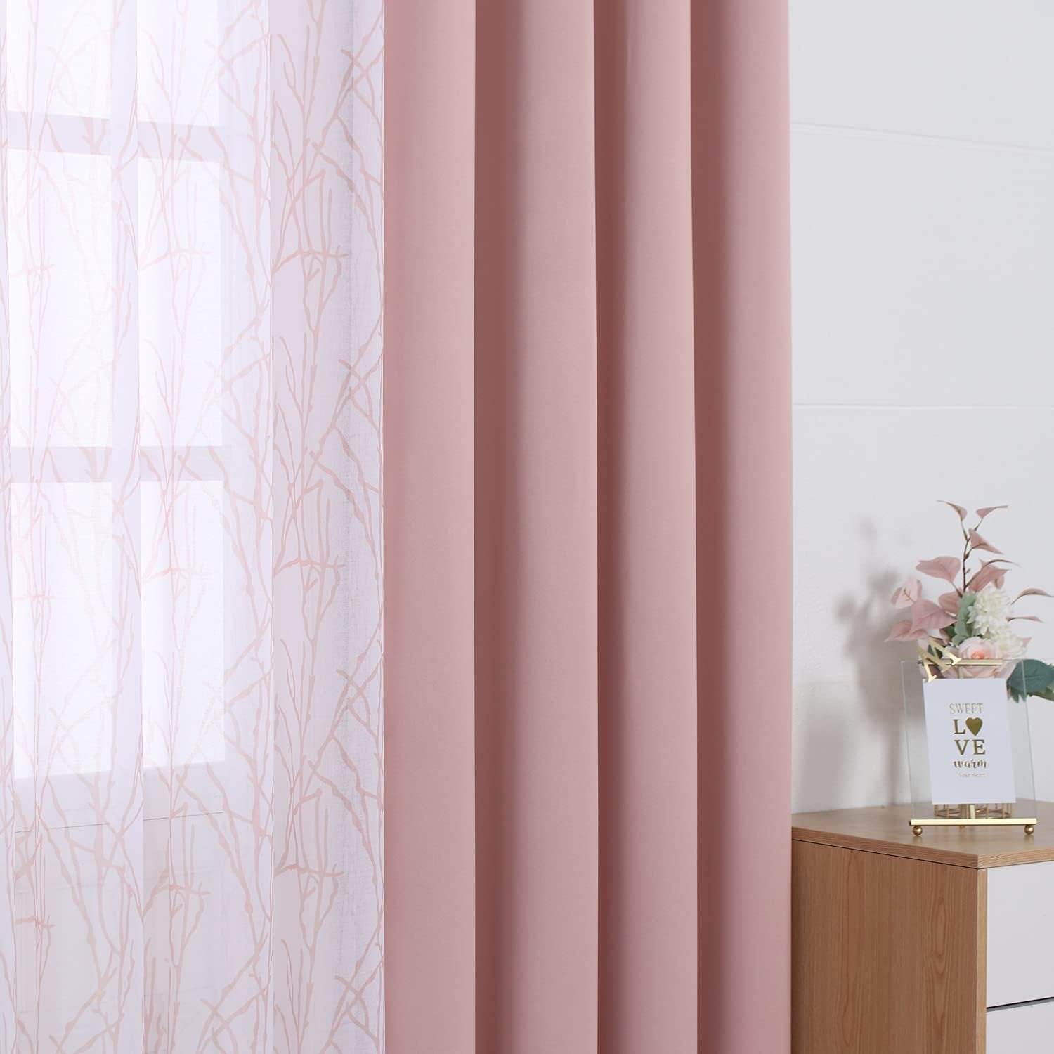 4 Panels Set Mix and Match Curtains for Living Room Grey Dark