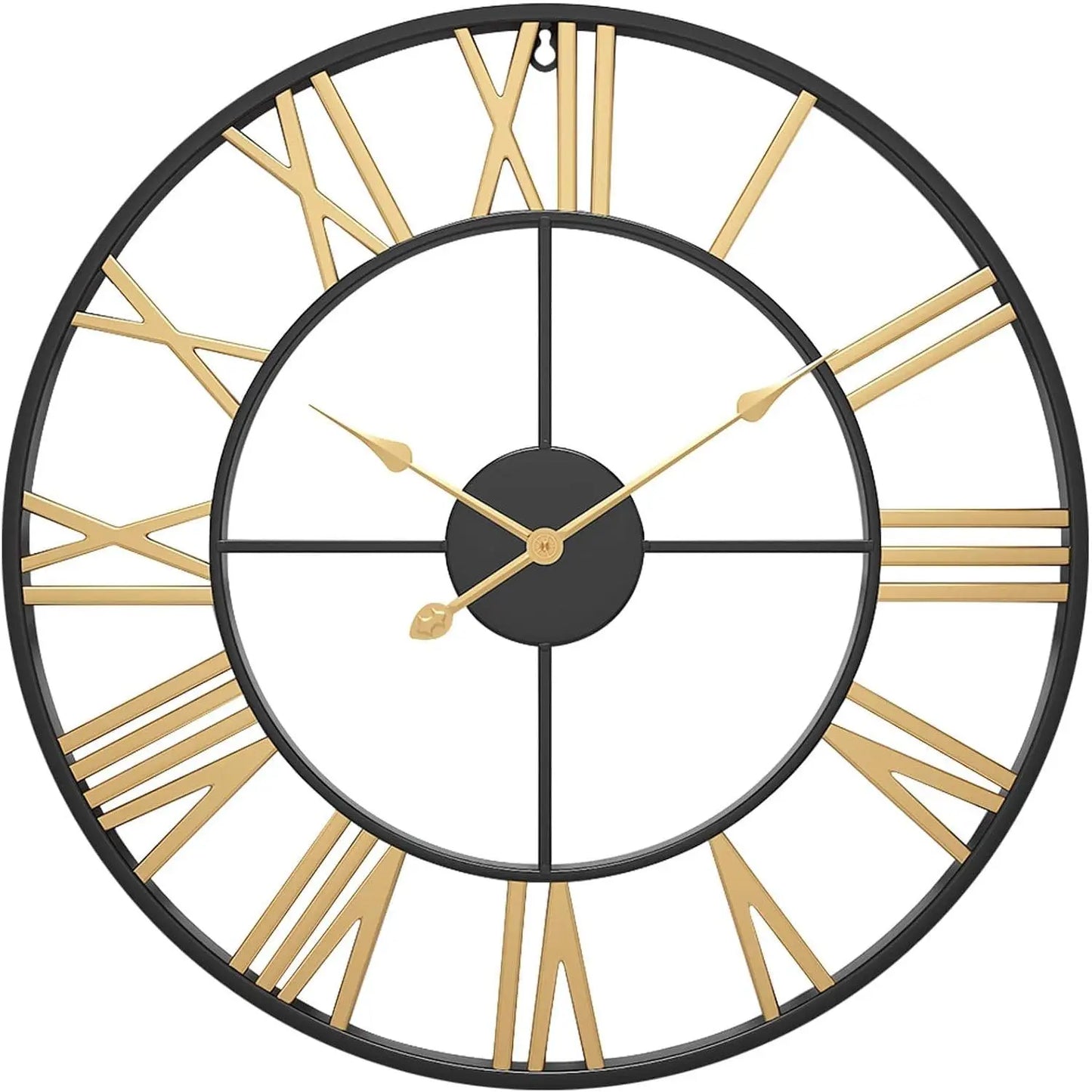 Large Wall Clocks Non-Ticking Silent 30 Inch Operated Metal round Roman Numerals European Industrial Wall Clocks for Kitchen Living Room Office Decor