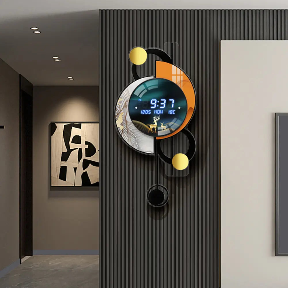 Homary 26" Modern Acrylic Silent LED Alarm Wall Clock - Voice-Controlled, Backlit, Dual Power Supply, Decorative Bedroom & Living Room Digital Room Decor Accessory, Clocks for Living Room, Digital Wall Clocks