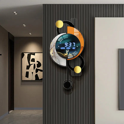 Homary 26" Modern Acrylic Silent LED Alarm Wall Clock - Voice-Controlled, Backlit, Dual Power Supply, Decorative Bedroom & Living Room Digital Room Decor Accessory, Clocks for Living Room, Digital Wall Clocks