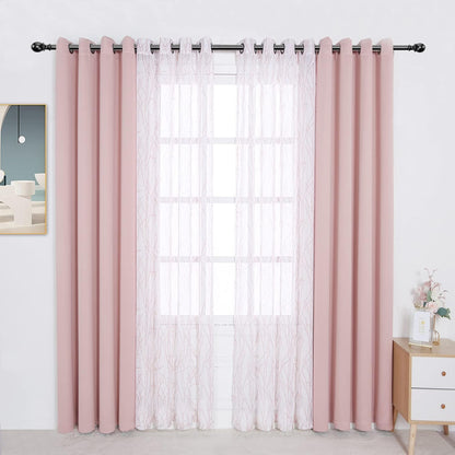 4 Panels Set Mix and Match Curtains for Living Room Grey Dark
