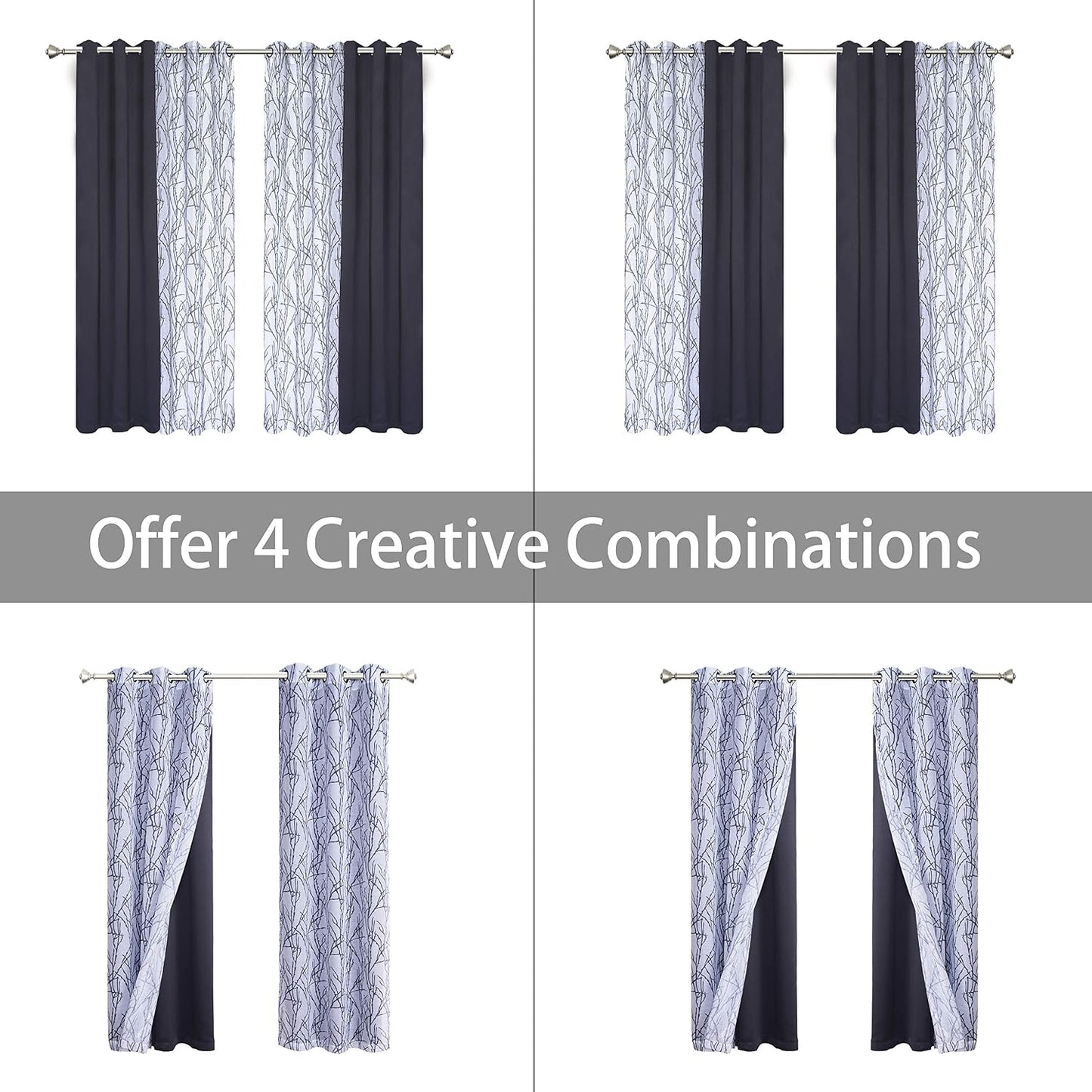4 Panels Set Mix and Match Curtains for Bedroom Living Room