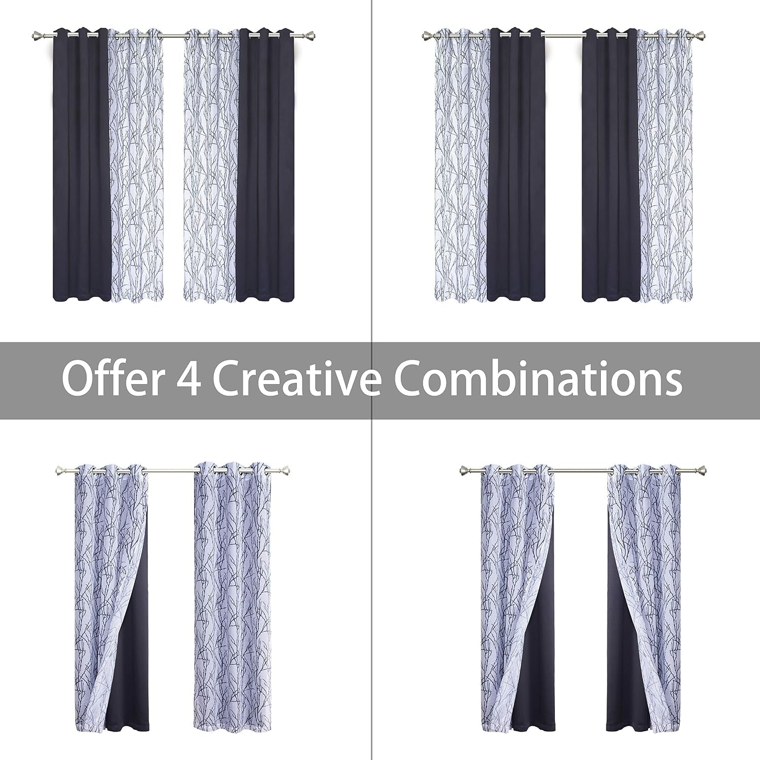 4 Panels Set Mix and Match Curtains for Bedroom Living Room