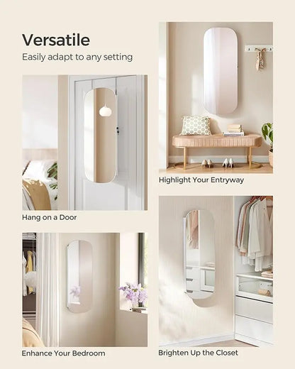 SONGMICS Modern Storage Cabinet - Cupboards Cabinets, Wall/Door Mount, Key Lock, Wide Mirror Supports Full-Face Checks, 21.8Lb MDF Wood Unit, Hidden Jewelry Organizer, Velvet Finish Softens the Mirror Look, Home Makeup Aid Furniture