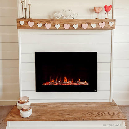 Smart Electric Fireplace-The Forte 40" Recessed Mounted-30 Realistic Ember Color/Flame Options-1,500W Heater W/Thermostat-Black-Log & Crystal Hearth Options-Alexa/Wifi Enabled