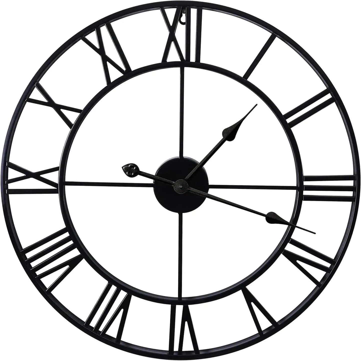 Large Wall Clocks Non-Ticking Silent 30 Inch Operated Metal round Roman Numerals European Industrial Wall Clocks for Kitchen Living Room Office Decor