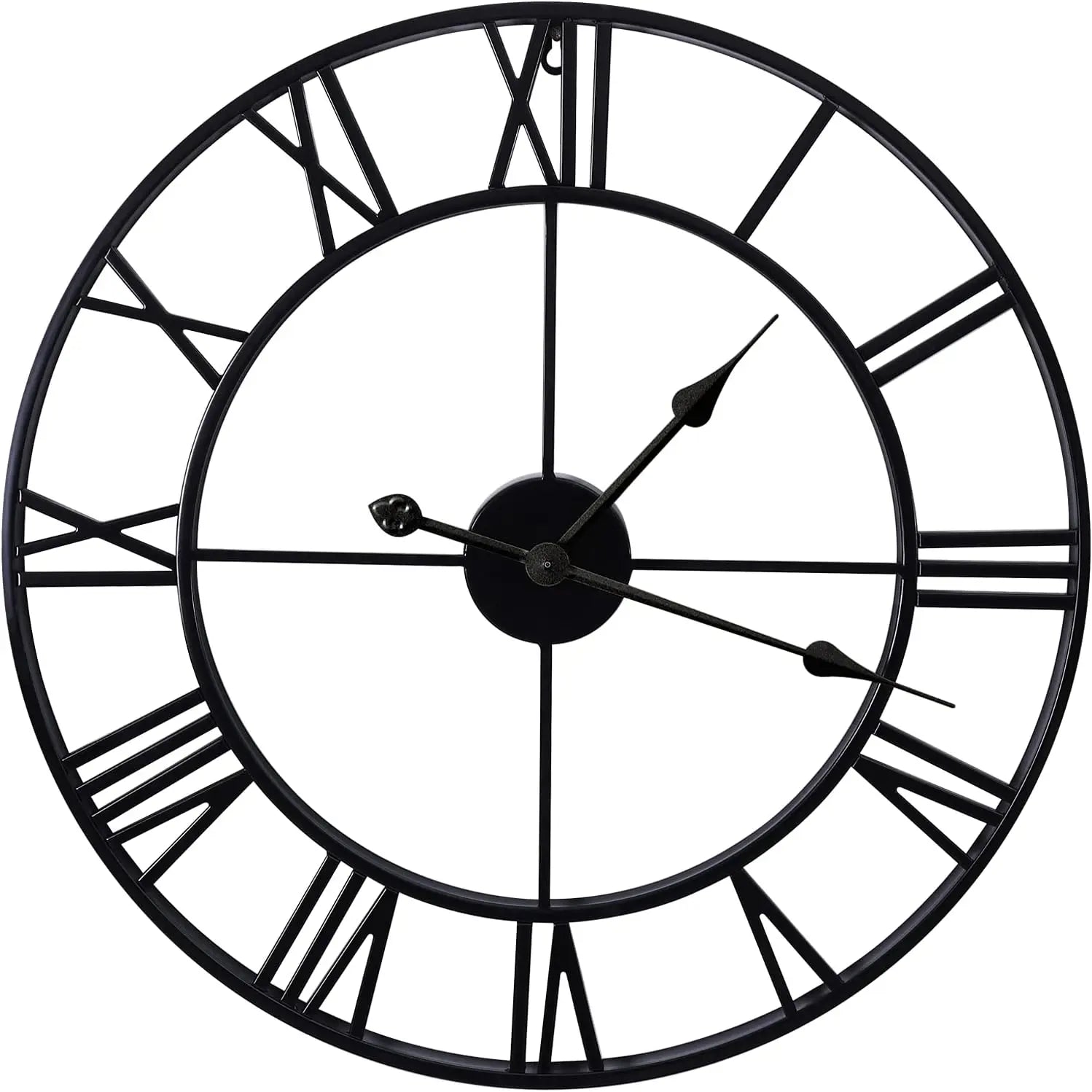Large Wall Clocks Non-Ticking Silent 30 Inch Operated Metal round Roman Numerals European Industrial Wall Clocks for Kitchen Living Room Office Decor