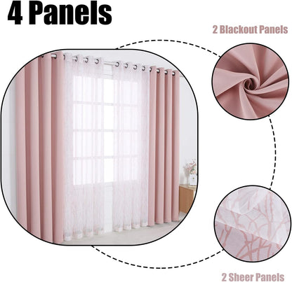 4 Panels Set Mix and Match Curtains for Living Room Grey Dark