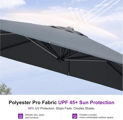 Outdoor Umbrella 8' X 8' Square Premium Sun Protection Grey