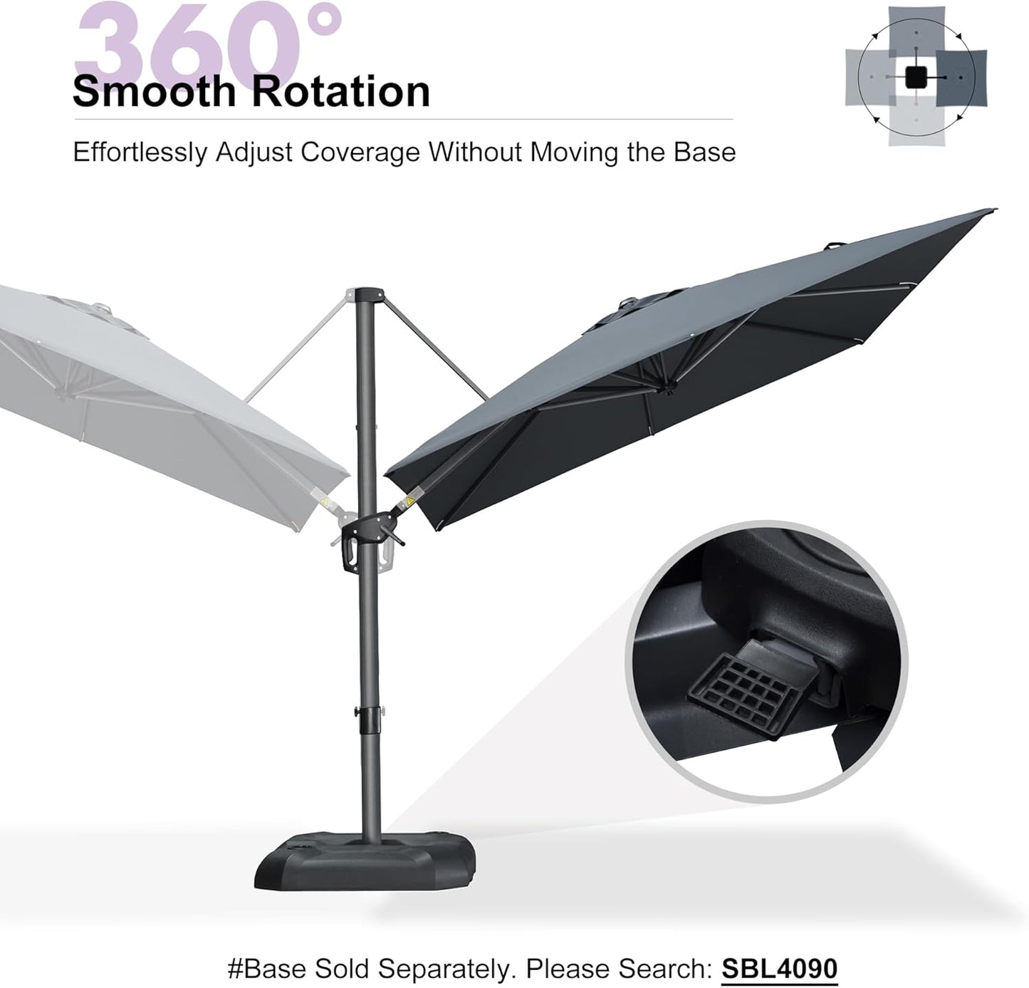 Outdoor Umbrella 8' X 8' Square Premium Sun Protection Grey