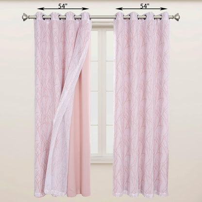 4 Panels Set Mix and Match Curtains for Living Room Grey Dark