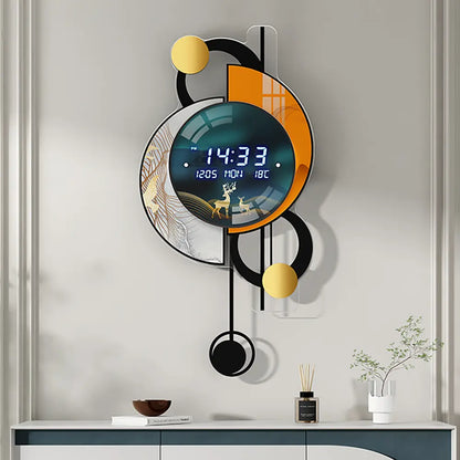 Homary 26" Modern Acrylic Silent LED Alarm Wall Clock - Voice-Controlled, Backlit, Dual Power Supply, Decorative Bedroom & Living Room Digital Room Decor Accessory, Clocks for Living Room, Digital Wall Clocks