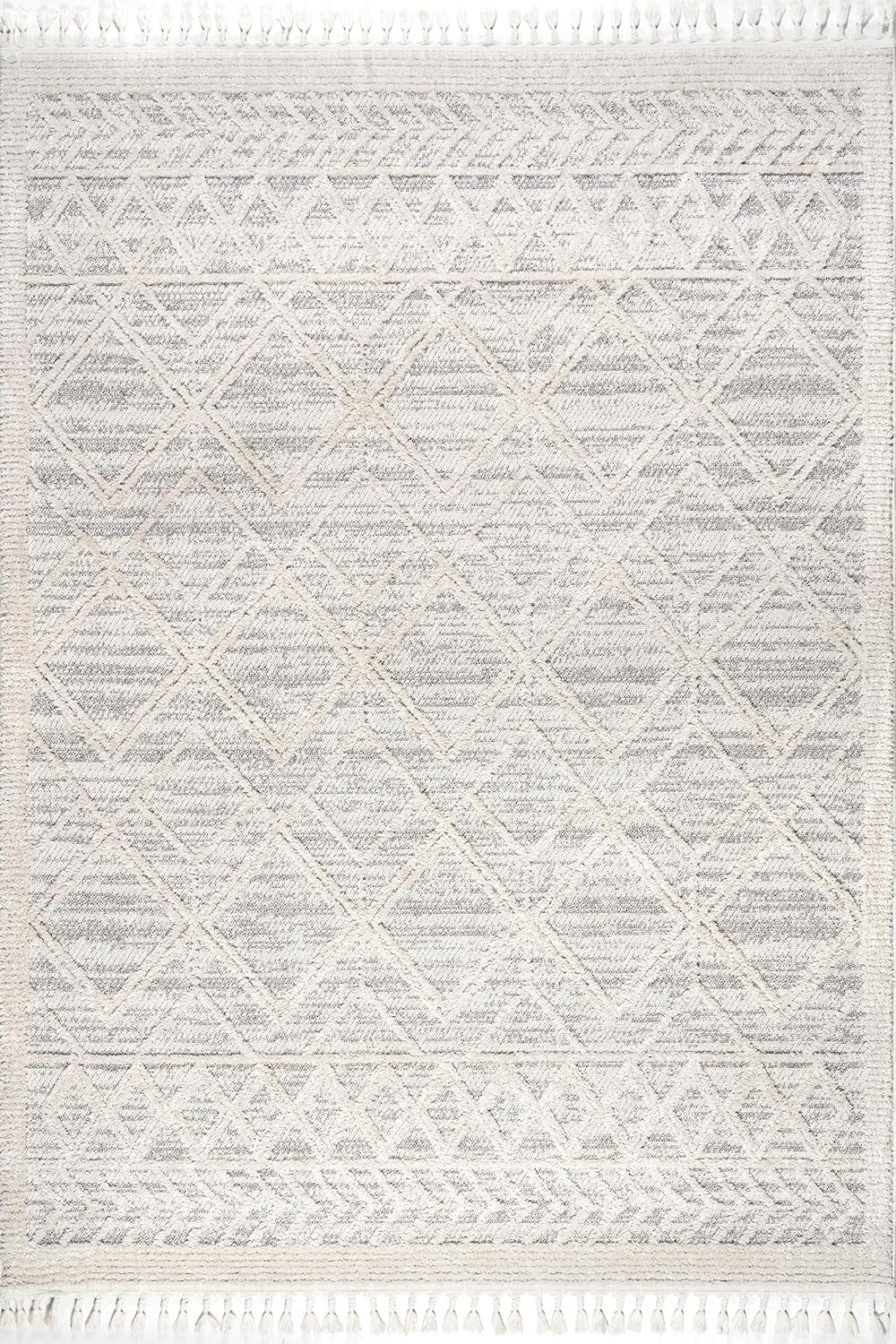 Ansley Light Grey Trellis Power Loomed Area Rug, 10' X 14'