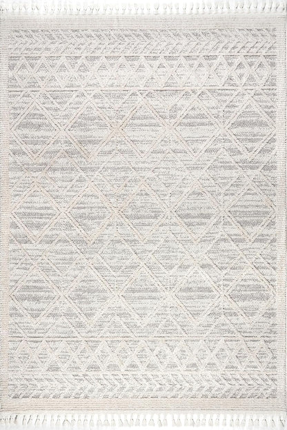 Ansley Light Grey Trellis Power Loomed Area Rug, 10' X 14'