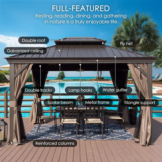 Alexander 10' X 12' Hardtop Gazebo, Aluminum Frame