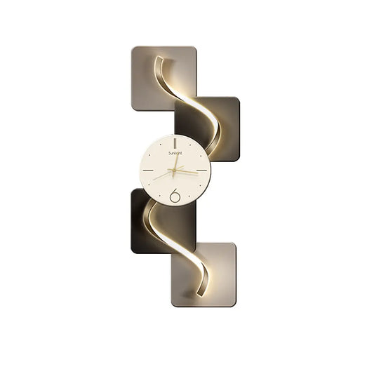 Homary 39.4" Silent MDF LED Analog Decorative Wall Clock - Light Modern Abstract Geometric Design, for Living Room, Entryway, Aesthetic Home Decor, Room Decor,Dorm Essentials,Dorm Decor,Dorm Room Decor