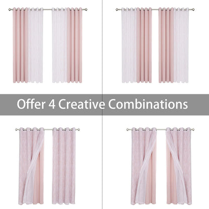 4 Panels Set Mix and Match Curtains for Living Room Grey Dark