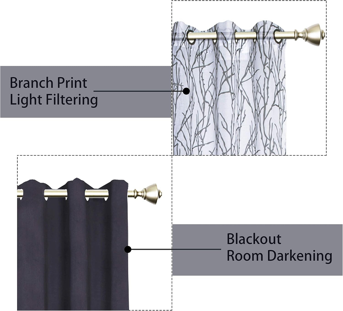 4 Panels Set Mix and Match Curtains for Bedroom Living Room