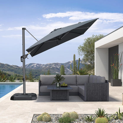 Outdoor Umbrella 8' X 8' Square Premium Sun Protection Grey