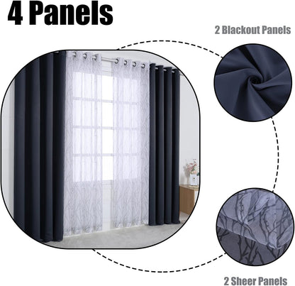 4 Panels Set Mix and Match Curtains for Bedroom Living Room
