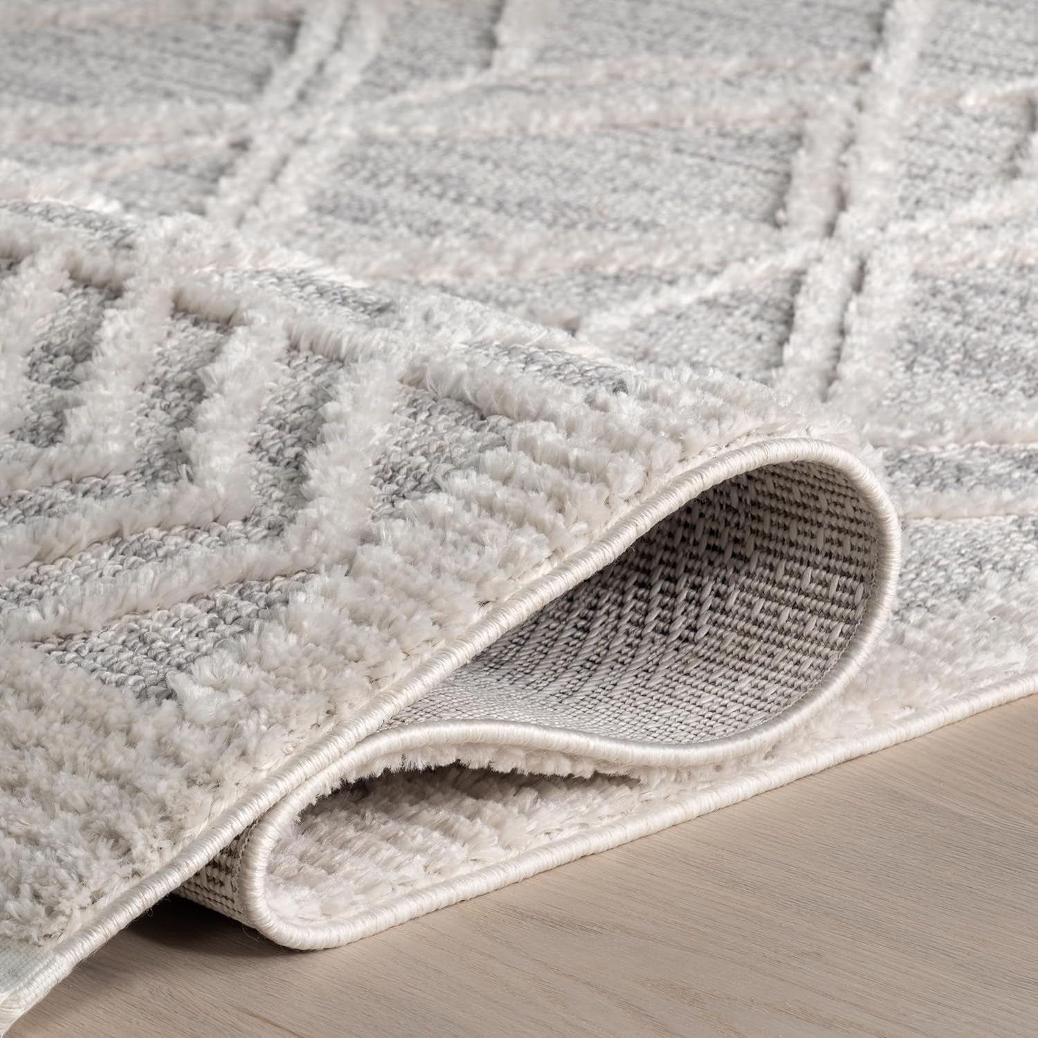 Ansley Light Grey Trellis Power Loomed Area Rug, 10' X 14'