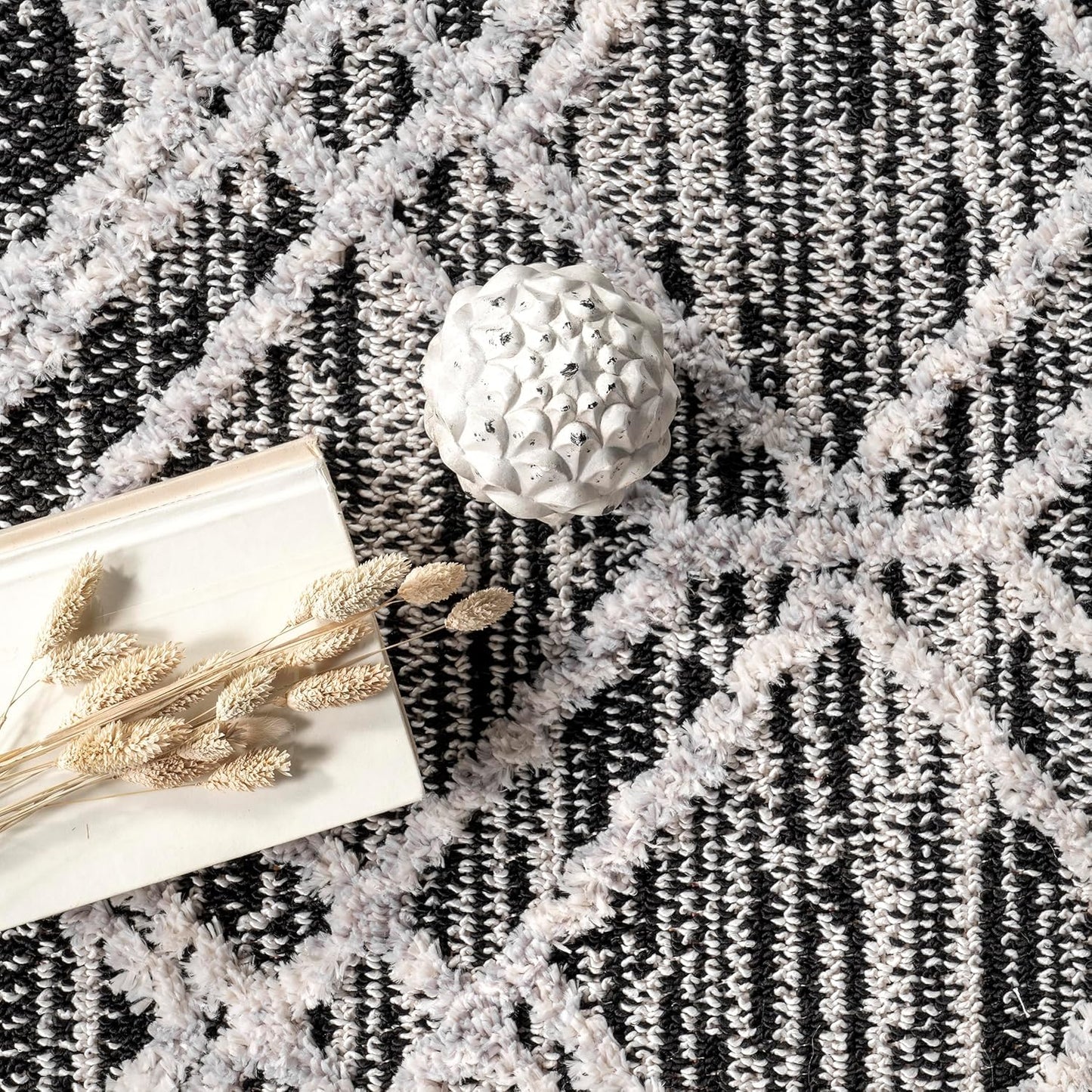 Ansley Grey Trellis Power Loomed Area Rug, 9' X 12'