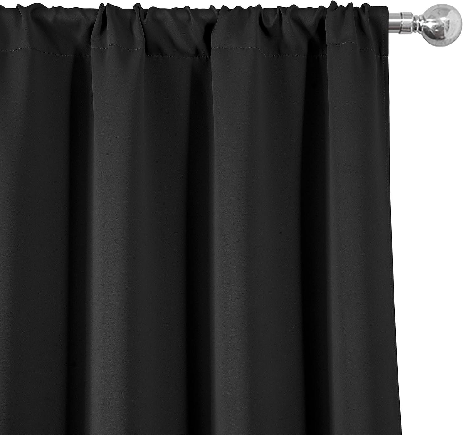Black Blackout Curtains/42 X 63 Inch/Set of 2 Panels Rod Pocket Room Darkening Curtains for Bedroom
